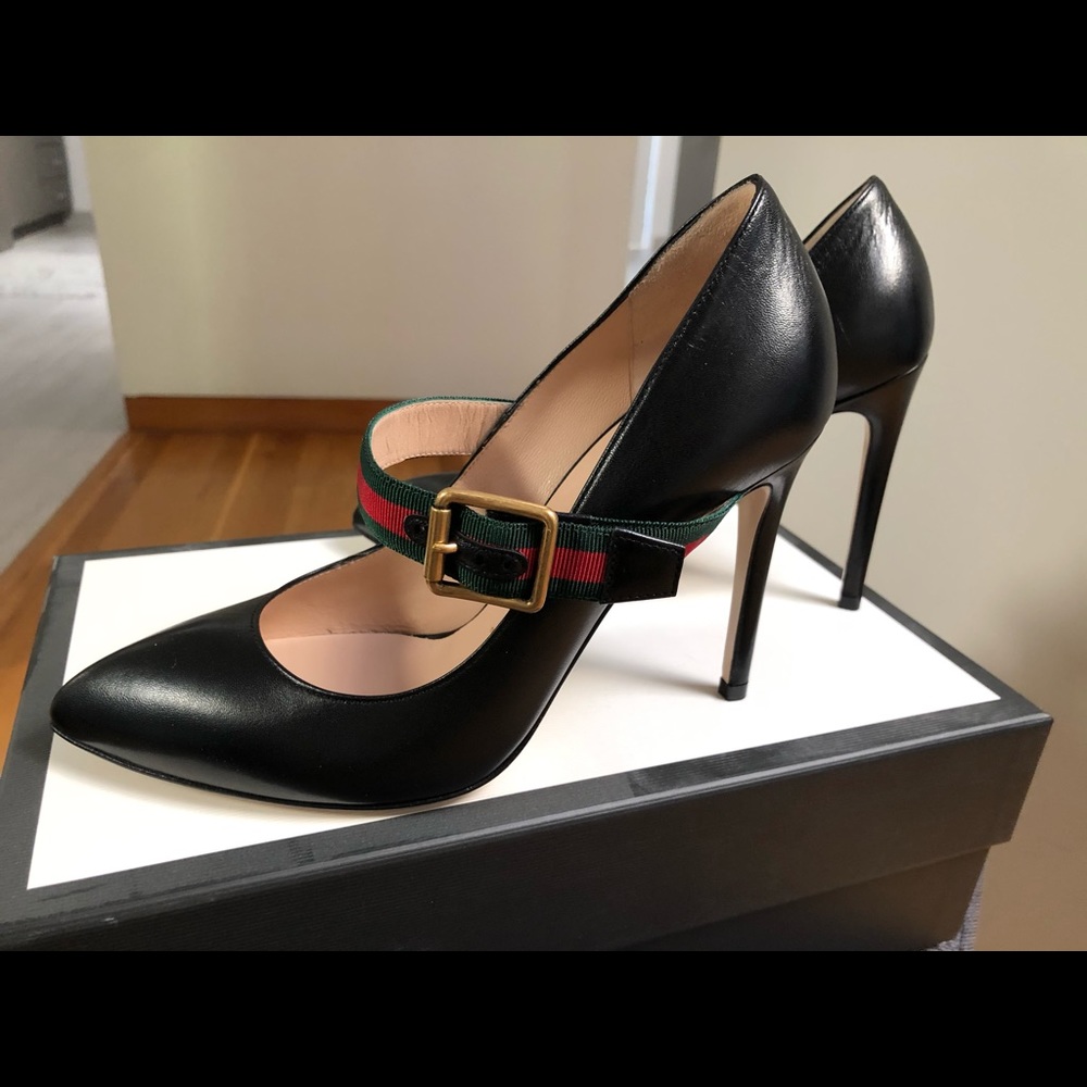 Gucci black Sylvie Marie Jane Pumps 36.5.